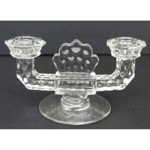 VINTAGE Antique Victorian Glass 2 ARM CASTLE Medieval Gothic CANDLESTICK HOLDER